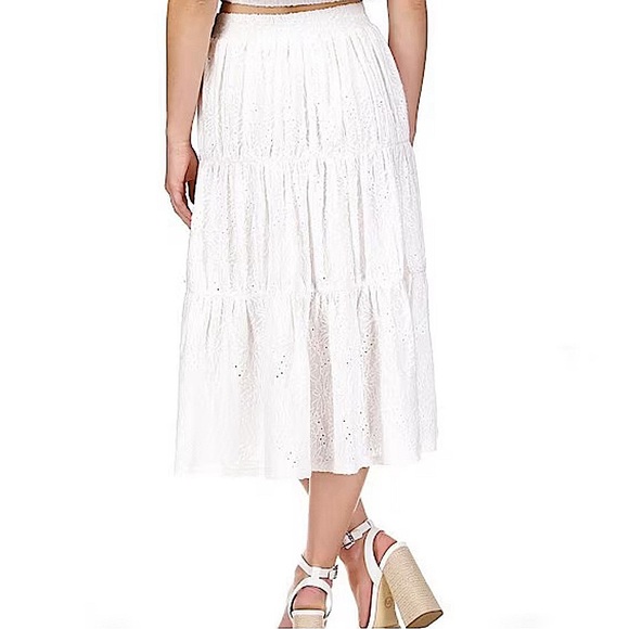 NWT. Michael Kors 2PC Eyelet Midi Skirt-Size L and Cropped Top-Size XL. White. - Picture 7 of 11